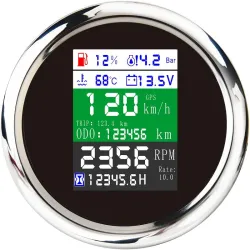 85mm - 6 en 1 - jauge numérique multifonction - gps - speedomètre - 9-32V - niveau de carburant - température de l'eau - alarme